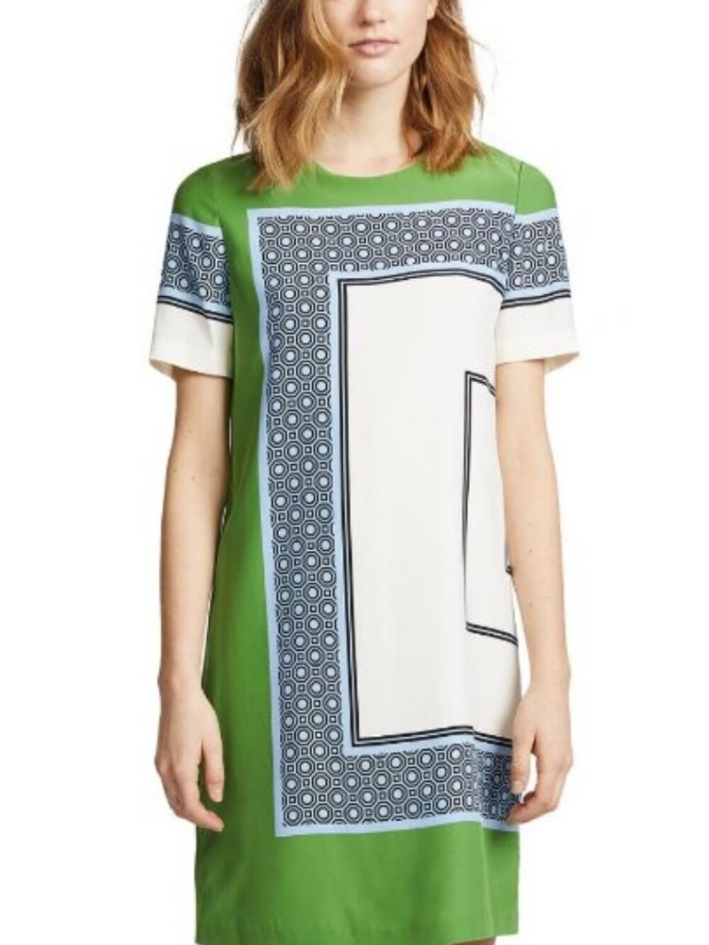 Tory Burch Mallory Silk Geometric Scarf Print Shift Mini Dress Size 2